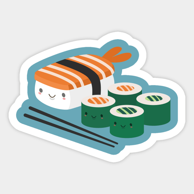 Kawaii Sushi T-Shirt Sticker by happinessinatee